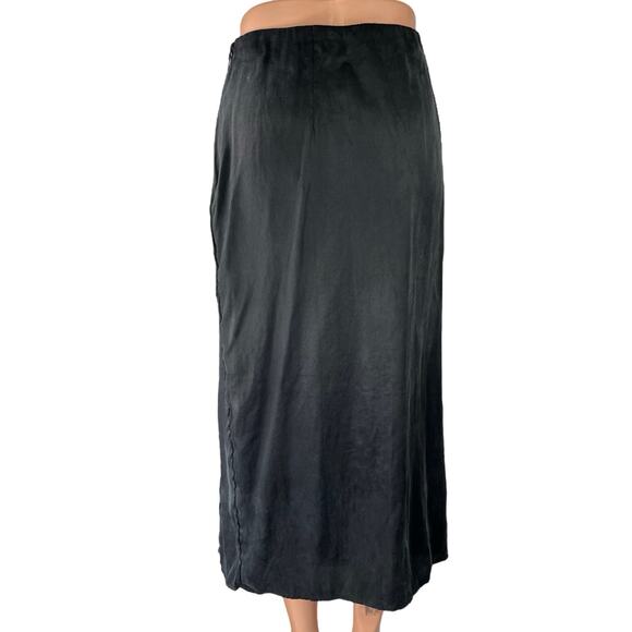 H&M Black Side Slit High Waisted Lightweight Casual Straight Midi Skirt Size L - Picture 3 of 5